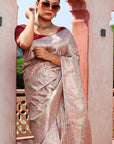 Misty Pink Banarasi Jamawar Tanchoi Silk Saree