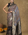 Minkundi Marigold Ajrakh Dola Silk Saree