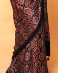 Black Modal Silk Ajrakh Saree