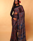 Blue Ajrakh Modal Silk Saree