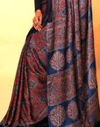 Red Ajrakh Modal Silk Saree
