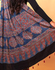 Maroon Minkundi Ajrakh Modal Silk Saree