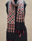 Beige Ajrakh Modal Silk Stole