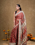 Red Flora Bagh Hand Block Printed Modal Silk Saree