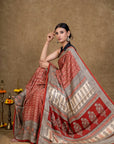 Red Buti Bagh Hand Block Printed Modal Silk Saree