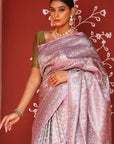 Pink Banarasi Jamawar Tanchoi Silk Saree