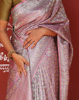 Pink Banarasi Jamawar Tanchoi Silk Saree