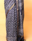 Blue Buti Dabu Print Maheshwari Cotton Silk Saree
