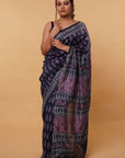 Dabu Hand Block Print Chanderi Silk Saree