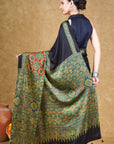 Green By Black Ajrakh Modal Silk Saree