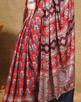 Red Ajrakh Modal Silk Saree