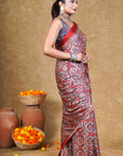 Ajrakh Modal Silk Saree