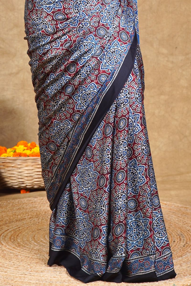 Modal Silk Ajrakh Saree