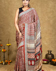 Red Bagh Hand Block Printed Modal Silk Saree