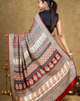 Red Bagh Hand Block Printed Modal Silk Saree
