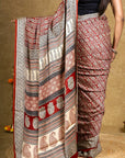 Crimson Flora Bagh Hand Block Printed Modal Silk Saree