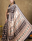 Black Bagh Hand Block Printed Modal Silk Saree