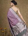 Raspberry Teal Zari Tussar Silk Banarasi Saree