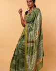 Dabu Hand Block Print Chanderi Silk Saree