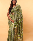 Dabu Hand Block Print Chanderi Silk Saree
