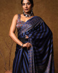 Blue Ajrakh Silk Saree