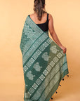 Green Polka Cotton Dabu Print Saree