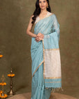 Blue Maheshwari Silk Saree