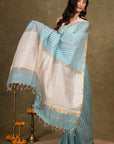 Blue Maheshwari Cotton Silk Saree