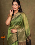 Zari Border Black Maheshwari Silk Saree