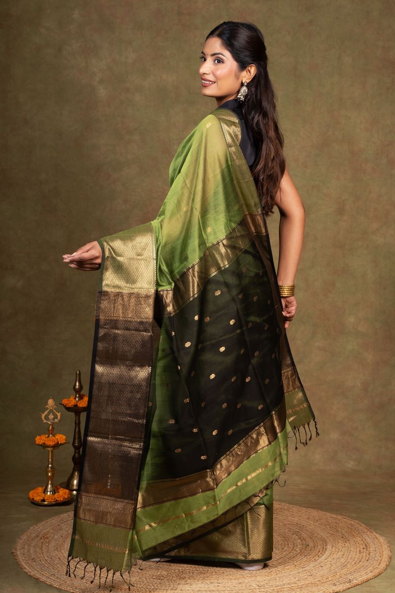 Black Maheshwari Silk Saree