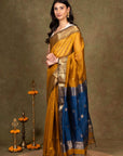 Mustard Maheshwari Silk Saree