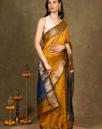 Mustard Maheshwari Cotton Silk Saree