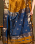 Mustard Maheshwari Cotton Silk Saree