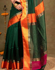 Golden Resham Border Maheshwari Silk Saree