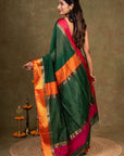 Golden Resham Border Maheshwari Silk Saree