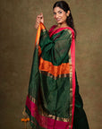 Golden Resham Border Maheshwari Silk Saree