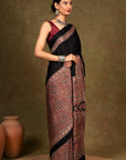 Brown Ajrakh Modal Silk Saree