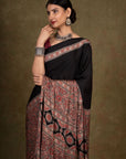 Brown Ajrakh Modal Silk Saree