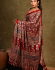 Maroon Starry Minkundi Ajrakh Modal Silk Saree