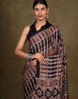 Black Modal Silk Ajrakh Saree