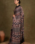 Black Modal Silk Ajrakh Saree