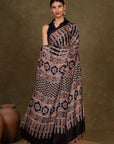 Black Modal Silk Ajrakh Saree