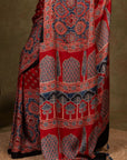 Ajrakh Modal Silk Saree