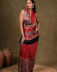 Red Ajrakh Saree