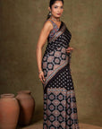 Black Modal Silk Ajrakh Saree