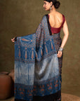 Indigo Ajrakh Modal Silk Saree