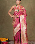 Magenta Jamewar Tanchoi Banarasi Silk Saree