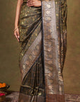Black Tanchoi Banarasi Silk Saree