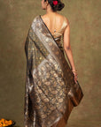 Black Jamewar Tanchoi Banarasi Silk Saree