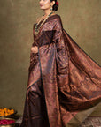 Black Jamewar Tanchoi Banarasi Silk Saree
